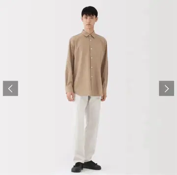 MUJI Labo 신사 울 혼방 레귤러 카라 셔츠 카멜 MUJI S