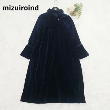레어 새상품급 미즈이로 인드 워셔블 스트레치 벨로아 원피스 둥근 카라
