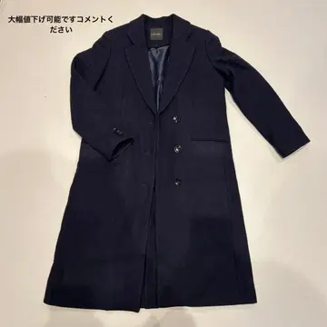 Rosso 네이비 더블 브레스트 체스터 코트 M