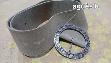 에네스베 벨트 스웨이드 여성용 베이지 라운드 버클