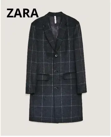 새상품 ZARA 그레이 체크 무늬 체스터 코트