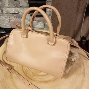 Rewde 인조 모피 토트 숄더백 베이지