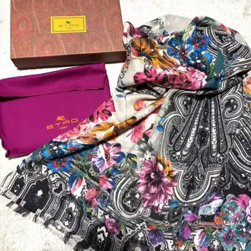 ETRO 스톨 페이즐리 꽃무늬 캐시미어 실크