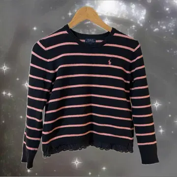 랄프 로렌 리메이크 스웨터 보더 네이비 핑크