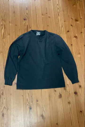 롱T 블랙 V넥 와플 헨리넥 블랙 노움코어