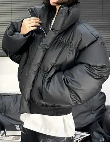 최신 트렌드! 숏 기장 가죽 다운 자켓 한국 패션 오버 L