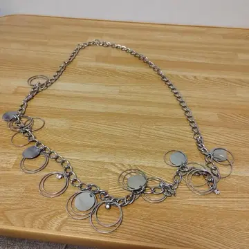 실버 체인 목걸이 원형 모티브