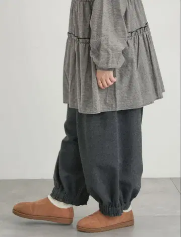 사만사 모스모스 팬츠 [정전기 방지 안감] 헤링본 벌룬 팬츠 차콜