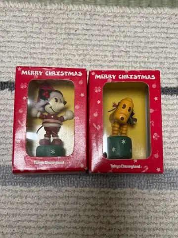 도쿄 디즈니랜드 크리스마스 캐릭터 2체 세트 빨간색