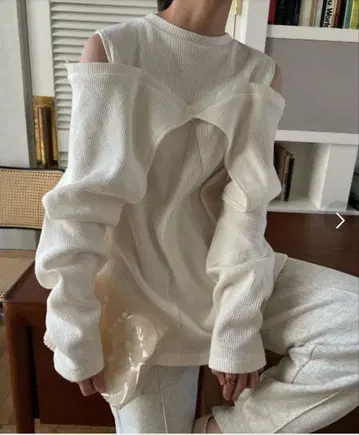 waffle layered slit shoulder tops