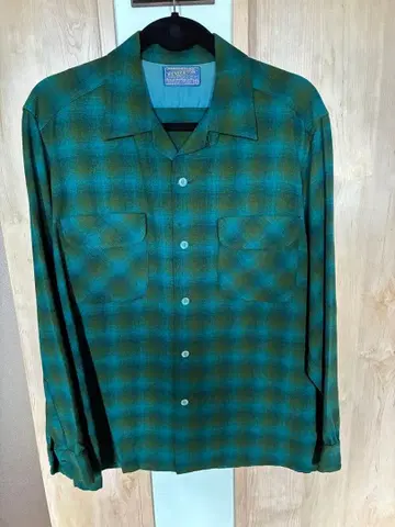Pendleton 50's 보트 셔츠 M 블루그린 계열 섀도우 체크