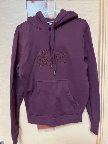 LACOSTE 버건디 후드 부착 후드티