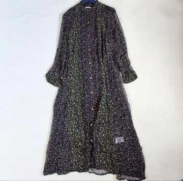 미사용에 가까운 누키테파 맥시 길이 롱 원피스 꽃무늬 리본 플레어