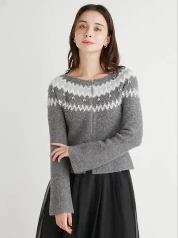 [ 새상품급 ] 페어아일 지퍼 가디건 그레이 셀포드