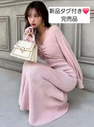 택 포함 새상품 리젝시 레이어드 머메이드 니트 원피스 핑크 레어