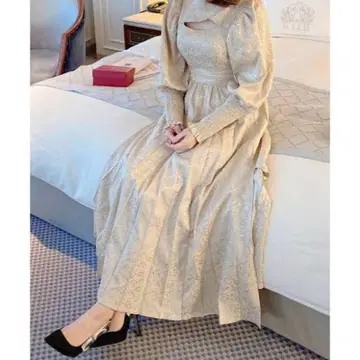 amerge 데콜테 슬릿 롱 원피스