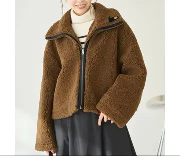 로페피크닉 집업 블루종 브라운 보아 자켓 숏 기장