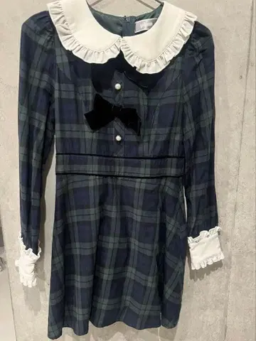 pium 체크 그린 원피스