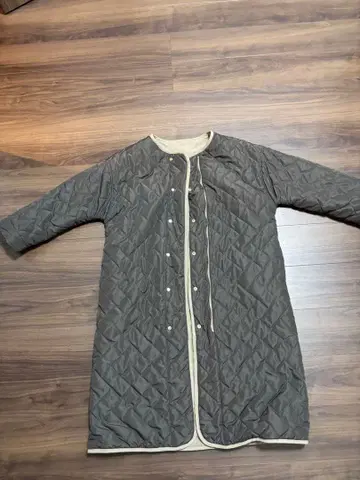 퀼팅 롱 자켓 다크 브라운 베이지