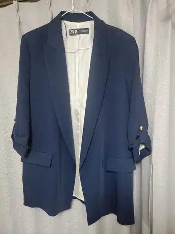 ZARA 롤업 슬리브 블레이저 네이비 자켓 XL