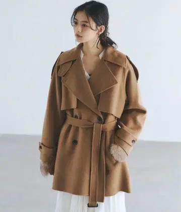 anuans 아뉴앙스 리버 울 미들 트렌치코트 카멜