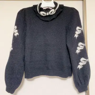 캔디 스트리퍼 리본 스웨터 블랙