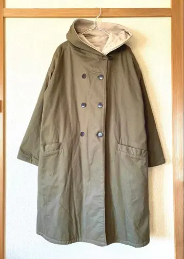 사만사 모스모스 SM2 루즈핏 안감 플리스 후디드 코트 M 카키