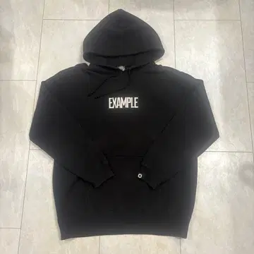 EXAMPLE 자수 로고 블랙 XL 후드티