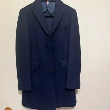 네이비 체스터 코트 울