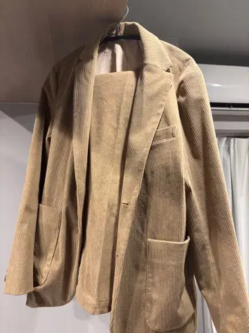 베이지 코듀로이 테일러드 셋업