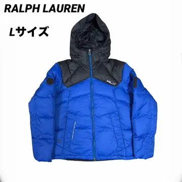 파란색 다운 자켓 후드 부착