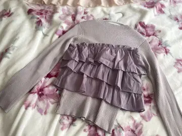 index 티어드 프릴 리브 니트