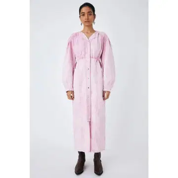 마우지 사이드 벨트 컬러 드레스 핑크