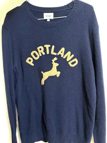 BEAMS 니트 스웨터 L 네이비 PORTLAND