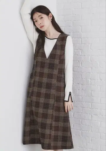 index 체크 청 원피스 [ 세탁기 사용 가능 / 이지 다리미 ]