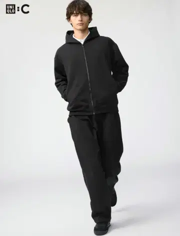 블랙 맨투맨 와이드 팬츠