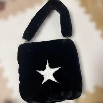 ANNE COQUINE 퍼 소재 블랙 토트백 별 모양 자수
