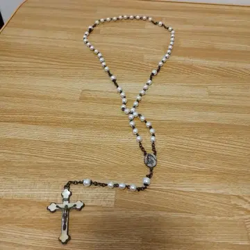 로자리오 목걸이 펄 십자가 포함