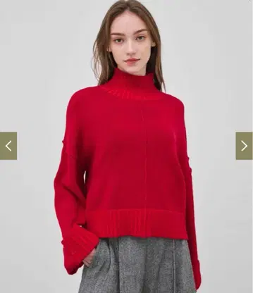 숏 헤미 리브 니트 빨간색 / PUBLIC TOKYO