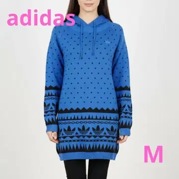 [초레어] 아디다스 올 패턴 니트 후디 원피스 튜닉