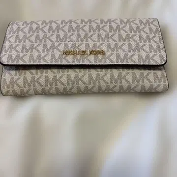 MICHAEL KORS MK 로고 장지갑 화이트/그레이