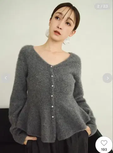 FRAY I.D 폭스 캐시미어 플럼 가디건