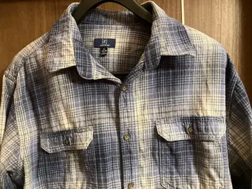 GEORGE 옴브레 (쉐도우) 체크 무늬 플란넬 셔츠 XL