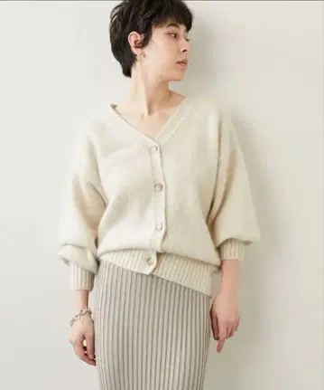 윔 가젯 2way 니트 가디건 야크 100% 베이지