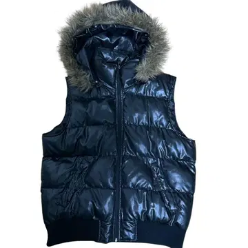 2K 다운 베스트 시크 스타일 짧은 기장 광택 리브 퍼 포함