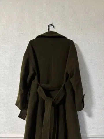올리브 그린 롱 코트 허리 벨트 포함 [ 하자품 초특가 ]