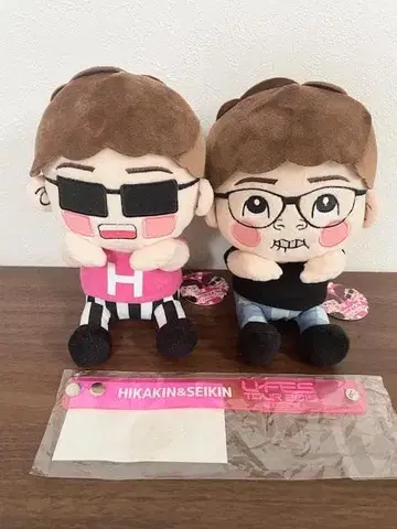 HIKAKIN & SEIKIN 앉은 봉제 인형 러버 밴드 세트