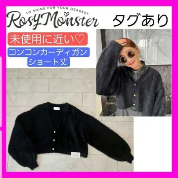 미사용에 가까운 로지몬스터 네이비 네이비 숏 가디건 블랙 블랙