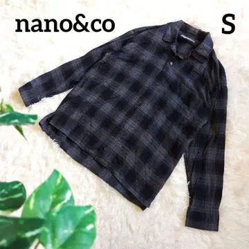 나노앤코 긴팔 셔츠 남성용 작은 사이즈 체크 면 100% 블랙