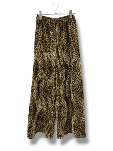 레오파드 무늬 인조 모피 와이드 팬츠: 레오파드